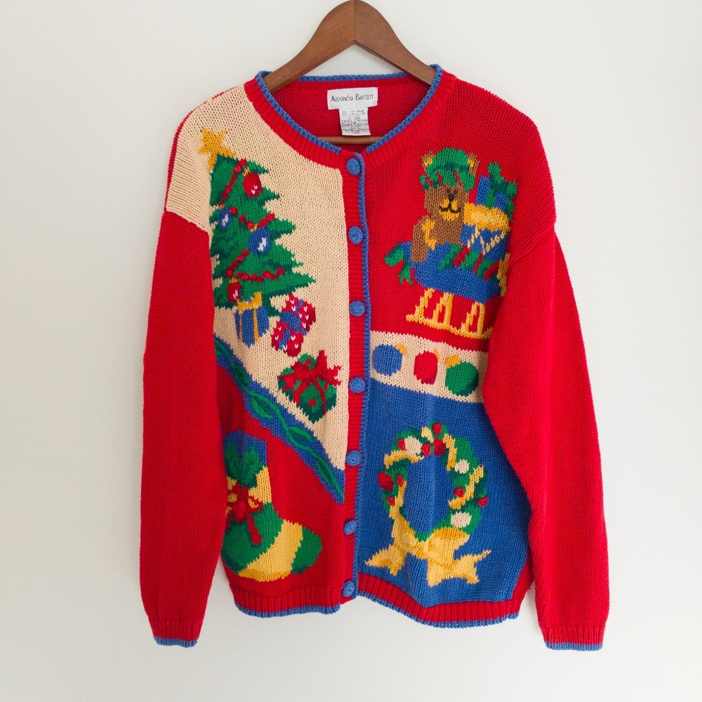 Vintage Alexandra Bartlett Christmas Cardigan Size Large